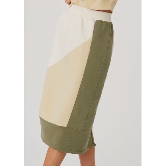 DAILY Practice By Anthropologie Color Blocked Midi Skirt Nwt New Size Xs Green - Picture 2 of 8